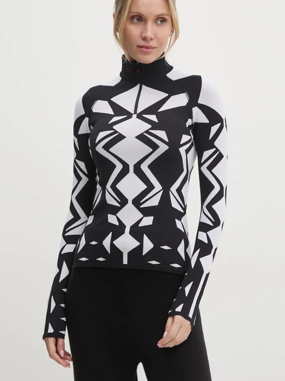 Perfect Moment geo print 1/4 zip base layer top NWT